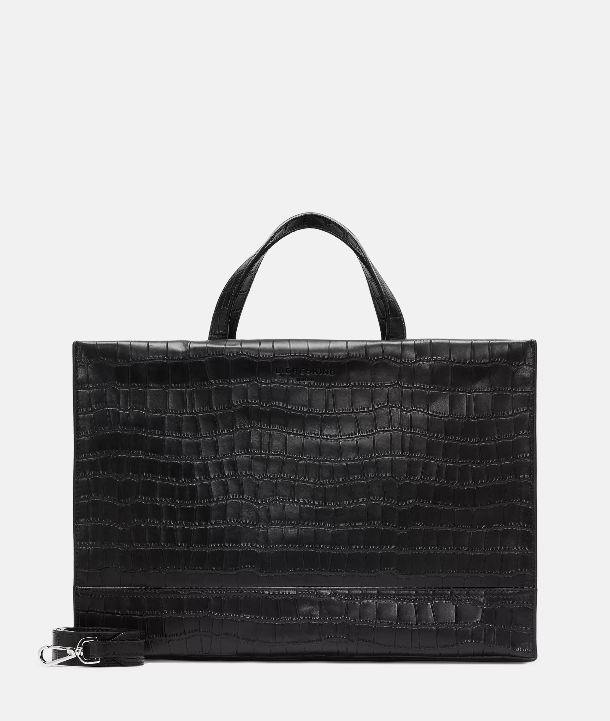 LIEBESKIND BERLIN  Ledertaschen | Schultertaschen<Kroko Lou Satchel L schwarz