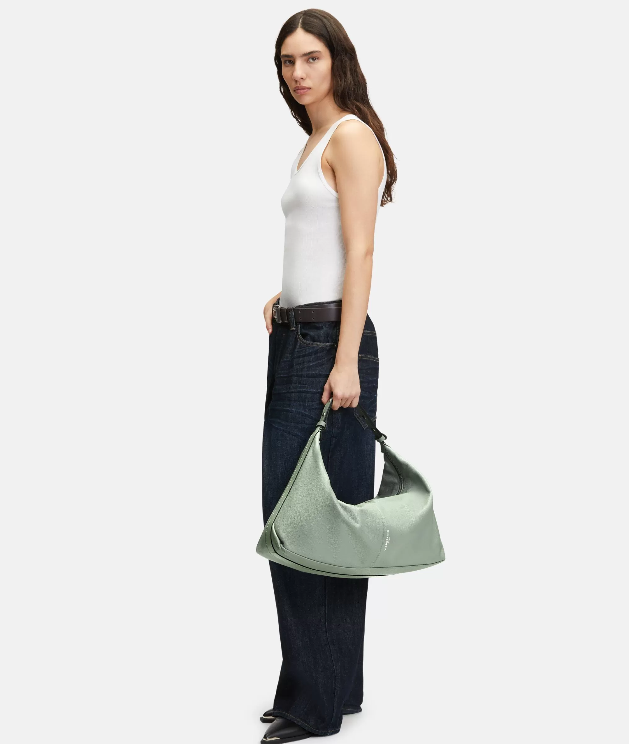 LIEBESKIND BERLIN  Ledertaschen | Schultertaschen<Paris Hobo L salbeigrün