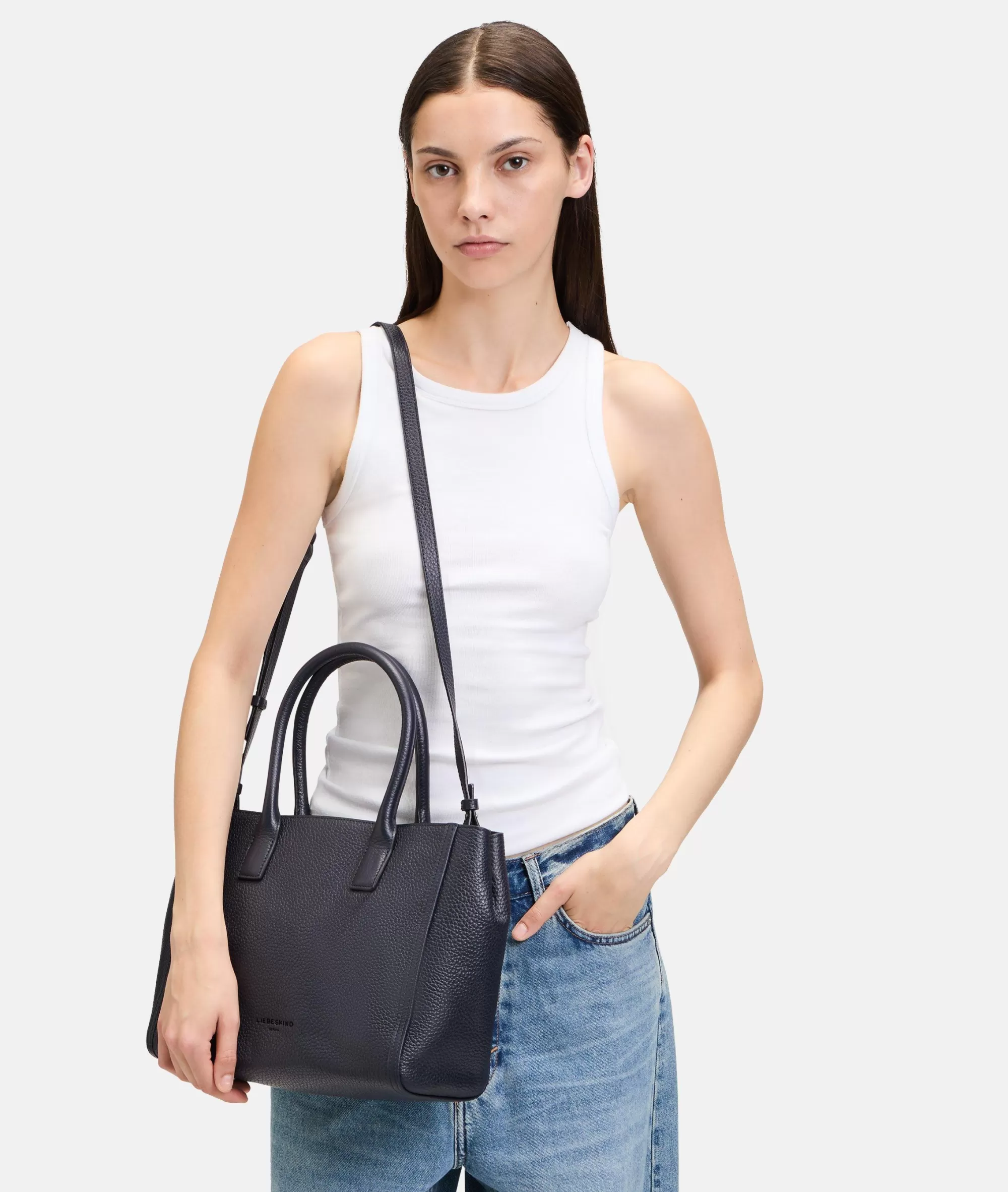 LIEBESKIND BERLIN  Ledertaschen | Shopper<Shopper Crossbody M navy